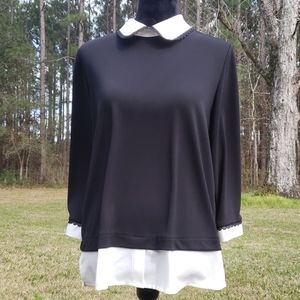 M Karl Lagerfeld Scalloped Lace Collar Blouse